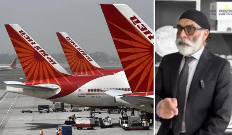 Air India flights.  (Right) Khalistani terrorist Gurpatwant Singh Pannun