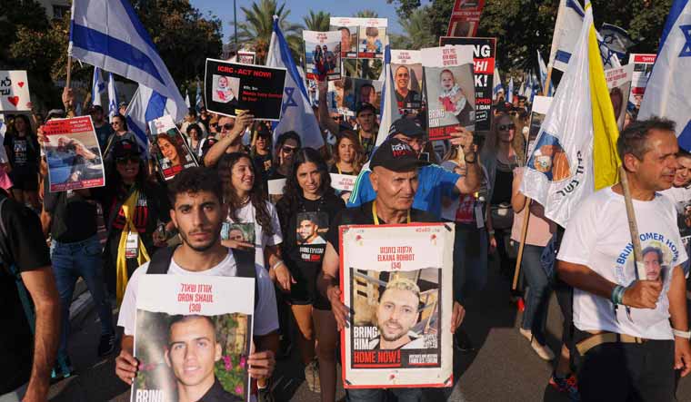 Relatives, friends and supporters of Israeli hostages held in Gaza since the October 7 attack by Hamas militants in southern Israel, protest for their release in Jerusalem | AFP