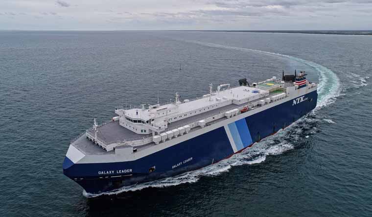 A view of the British-owned and Japanese-operated cargo ship Galaxy Leader | Reuters