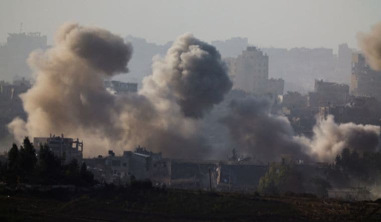 Smoke rises after Israeli airstrikes in north Gaza, as seen from southern Israel, amid the ongoing conflict between Israel and Hamas | Reuters