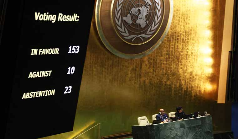 US-UNITED-NATIONS-GENERAL-ASSEMBLY-VOTES-ON-CEASEFIRE-IN-WAR-BET