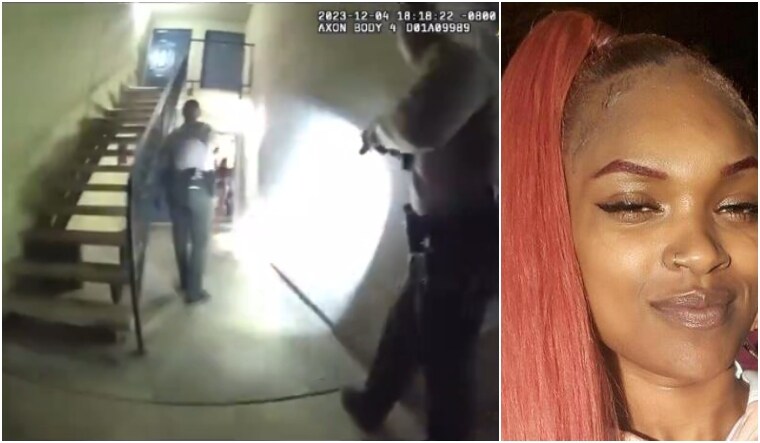 The bodycam footage of the LASD officer (L), Niani Finlayson | Twitter
