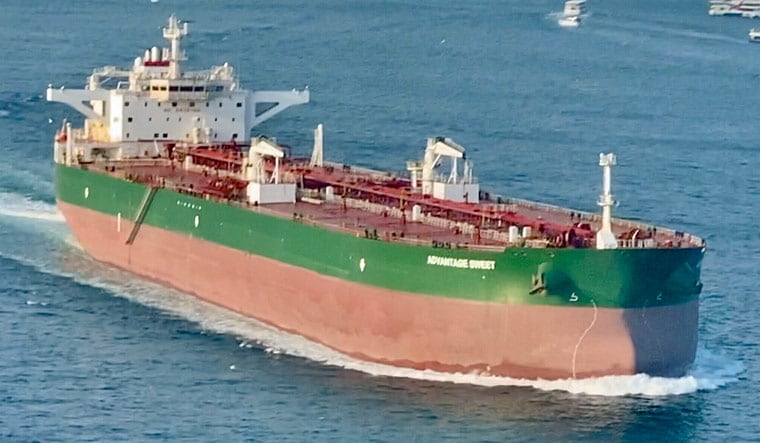 In this photo provided by Cavit Ege Tulca, the oil tanker Advantage Sweet passes through the Bosphorus Strait in Istanbul, Turkey, Dec. 23, 2022 | AP

