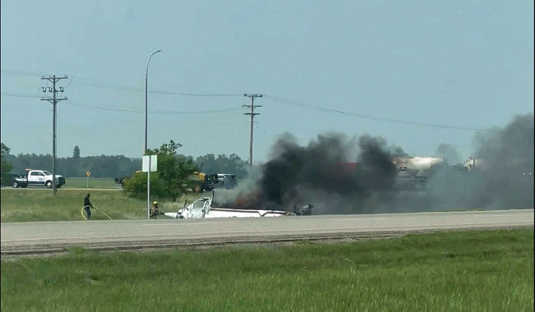 A view shows the area of a crash near Carberry, Manitoba, Canada June 15, 2023 | Reuters 