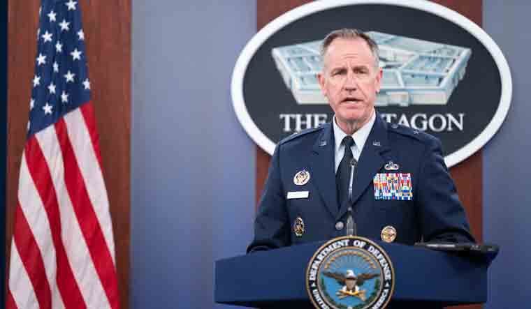 Pentagon Press Secretary Brig. Gen. Pat Ryder speaks at a press briefing in the Pentagon Briefing Room, in Washington | AP