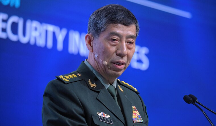Chinese Defence Minister Li Shangfu speaks at the IISS Shangri-La Dialogue in Singapore June 4, 2023. Mark Cheong/The Straits Times via REUTERS    ATTENTION EDITORS - THIS IMAGE HAS BEEN SUPPLIED BY A THIRD PARTY. NO RESALES. NO ARCHIVES. SINGAPORE OUT