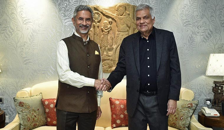 India's Foreign Minister S Jaishankar with Sri Lankan PM Ranil Wickremesinghe | Twitter