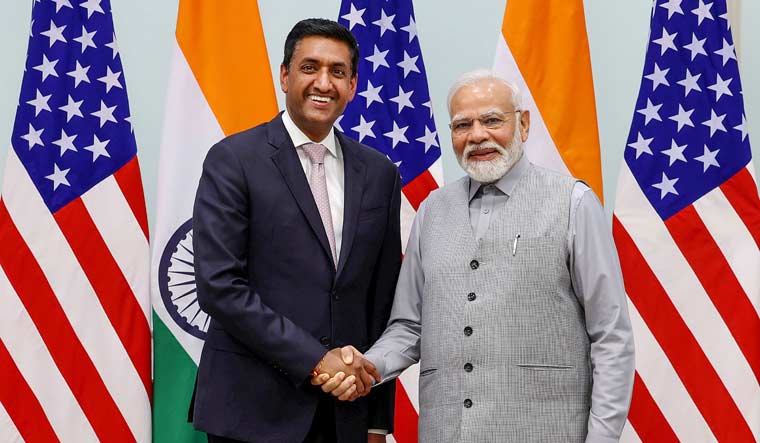 Prime Minister Narendra Modi with a US Congressional delegate Ro Khanna during a meeting, in New Delhi, Wednesday, Aug 16, 2023 | PTI