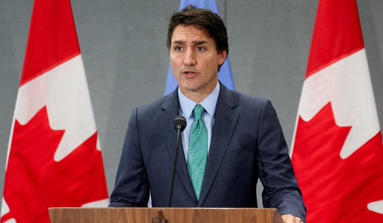 Canadian Prime Minister Justin Trudeau holds a press conference on the sidelines of the UNGA in New York, U.S., September 21, 2023 as tensions escalate following Canada's announcement that it was "actively pursuing credible allegations" linking Indian government agents to the murder of a Sikh separatist leader in June. REUTERS/Mike Segar