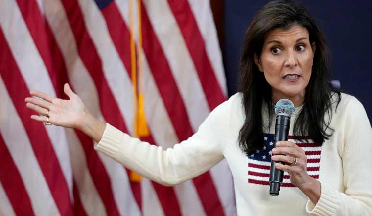 Republican presidential candidate former UN Ambassador Nikki Haley speaks during a campaign event | AP