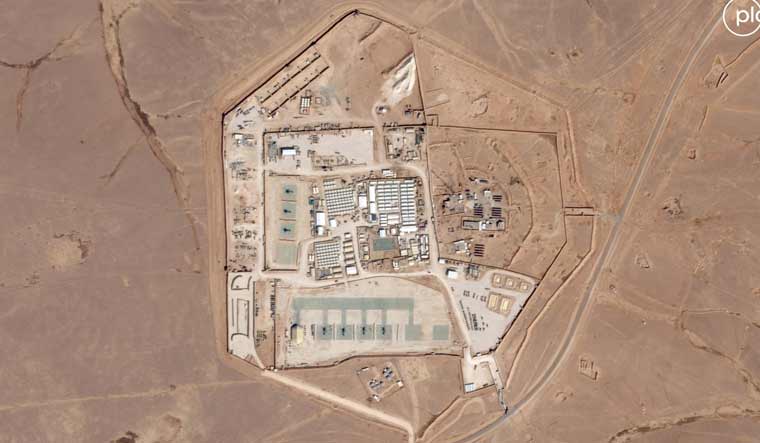 This satellite photo from Planet Labs PBC shows a military base known as Tower 22 in northeastern Jordan | Reuters