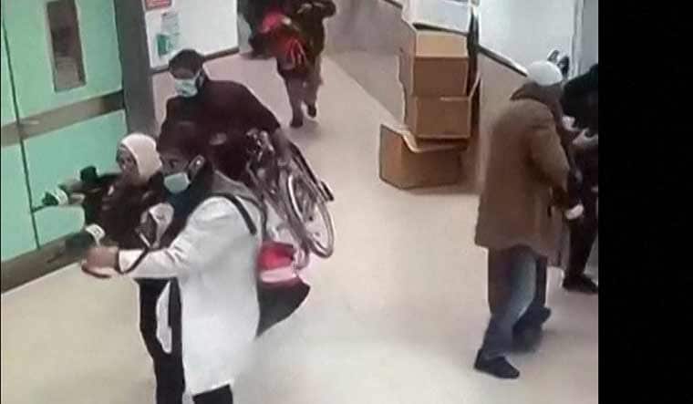 Screen shots from the CCTV visuals of the deadly raid by undercover Israeli troops at the Ibn Sina hospital in the northern city of Jenin in the occupied West Bank | AFP