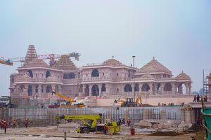 Temple construction in progress in Ayodhya on January 16 | AP