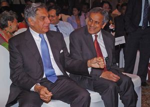 A file photo of R.K. Krishnakumar with Ratan Tata | Amey Mansabdar