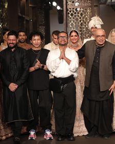 Tarun Tahiliani (extreme right) at the finale of his show at the FDCI India Couture Week | instagram@fdciofficial