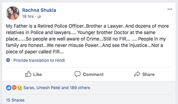 Rachna Shukla's Facebook post