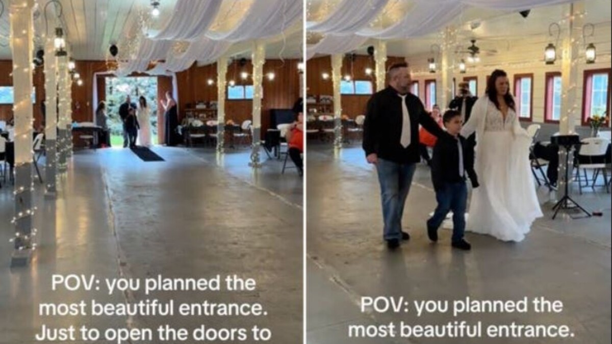 The TikTiok video showed Kalina Marie walking down the aisle with her husband and son with not many in attendance | X