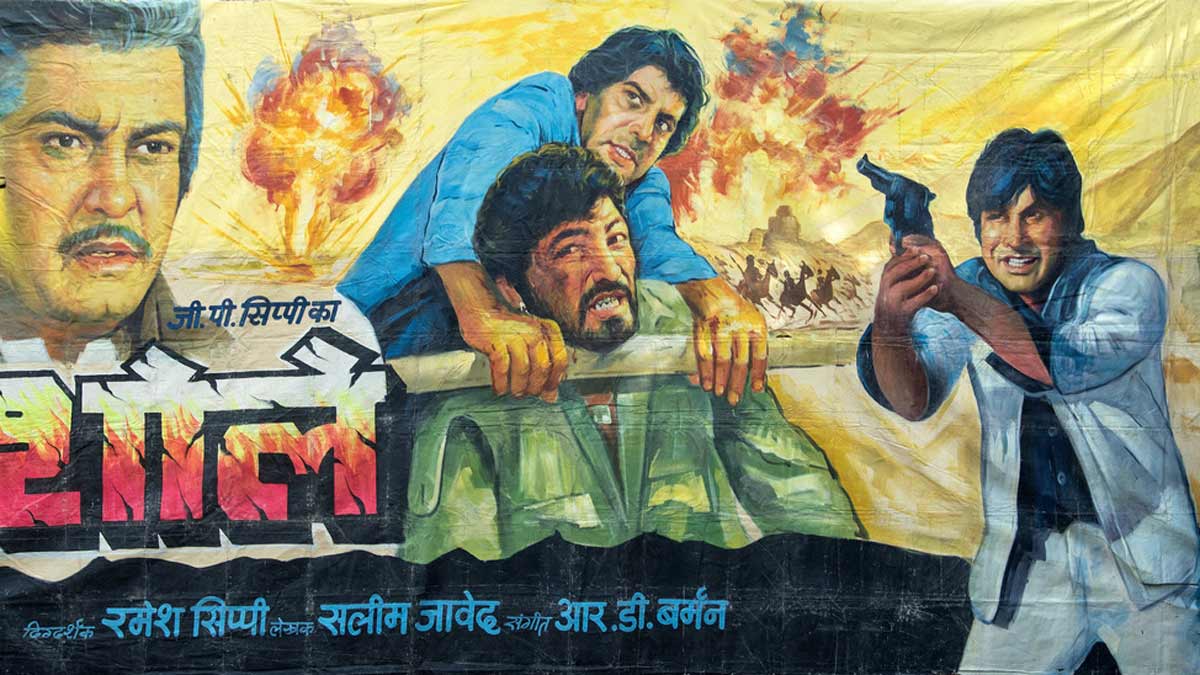 A poster of Sholay