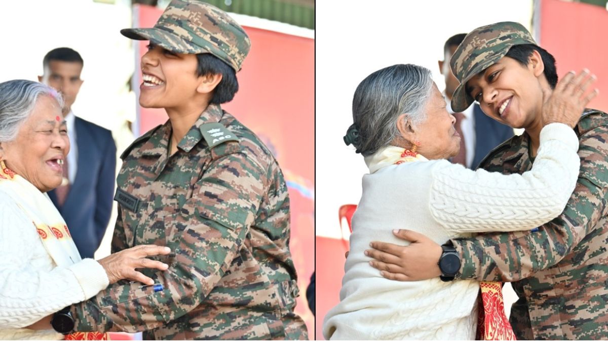 Lieutenant Shangruti with Captain Jintu Gogoi’s mother