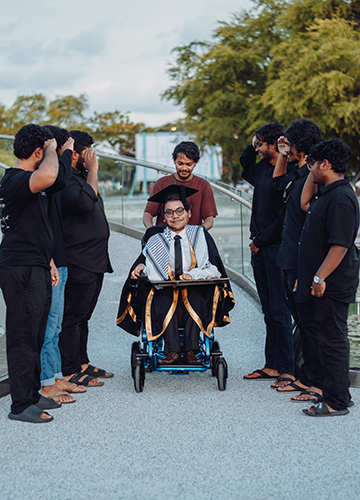 Saluting his achievement: Raishan's PUBG friends give a guard of honour to him post his graduation.
