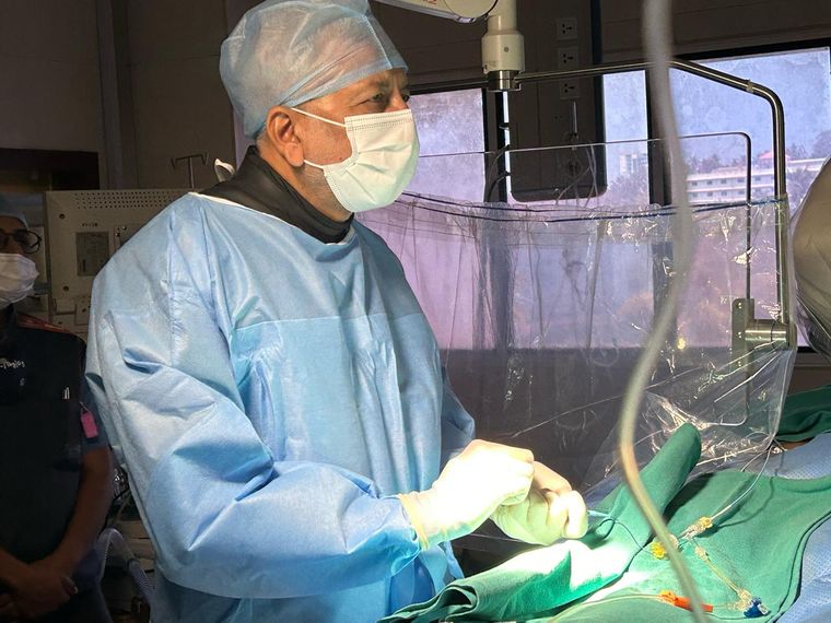 Keen eye: Dr Shakir Husain at work in Baby Memorial Hospital in Kozhikode.