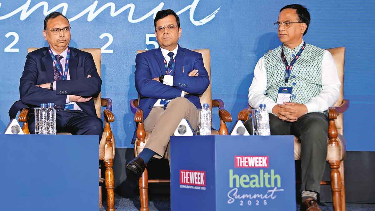 (From left) Dr Naveen Garg, professor of cardiology at SGPGIMS Lucknow; Dr Pankaj Bhardwaj, director of ICMR-NIIRNCD; and Dr Rajesh Khadgawat, professor of endocrinology at AIIMS