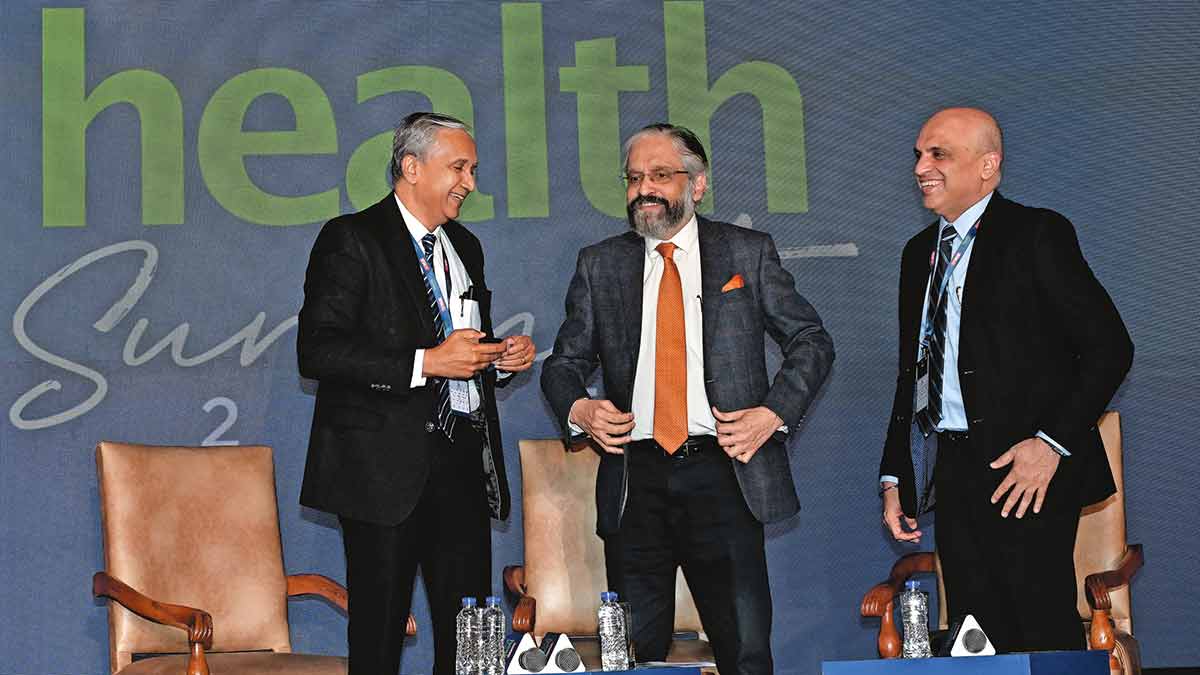 (From left) Dr Vikram Mathews, director, CMC, Vellore, Dr Ambrish Mithal, chairman and head of endocrinology and diabetes at Max Healthcare, Saket, and Dr Santosh Shetty, CEO & executive director, Kokilaben Dhirubhai Ambani Hospital, Mumbai | Sanjay Ahlawat