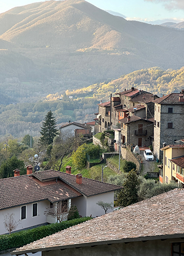 Majestic sight: The Apuan mountains as seen from George's house in Tuscany.