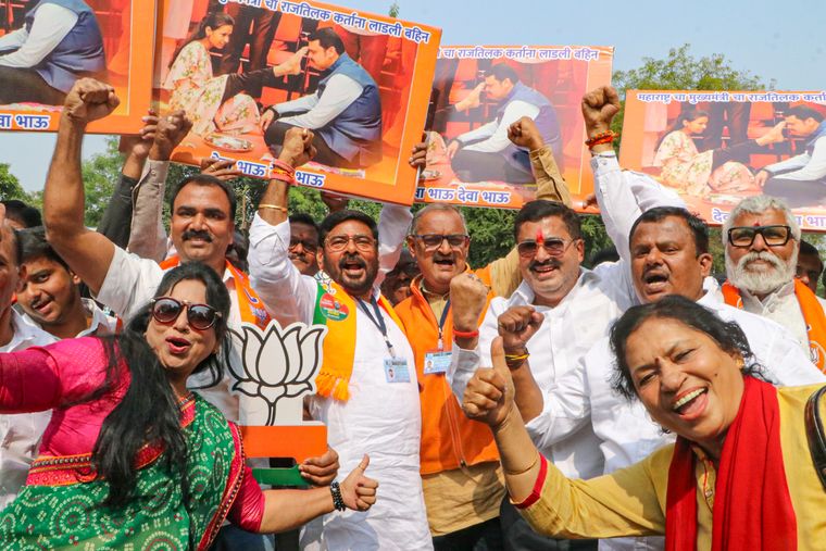Saffron high: BJP workers in Nagpur celebrate the party’s victory | PTI