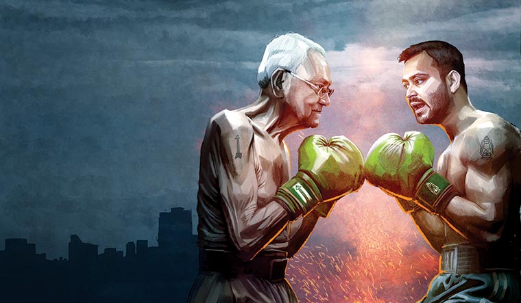 Nitish Kumar and Tejashwi Yadav | Illustration: Binesh Sreedharan