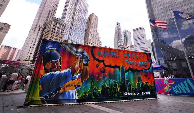 Stars, stripes and sixes: An artwork showing Sachin Tendulkar in New York | AP
