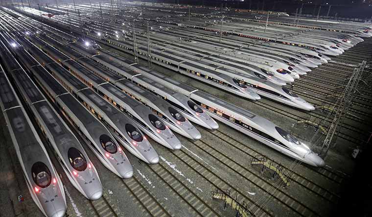 High-speed growth: Harmony bullet trains at a maintenance base in Wuhan, China | Reuters