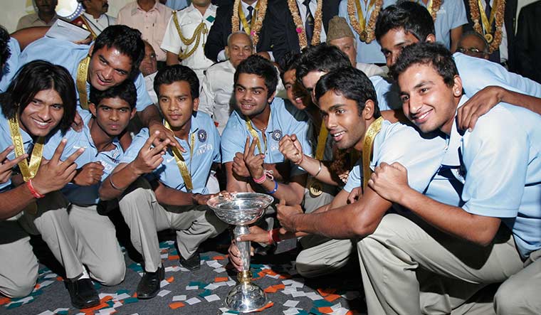Teen titans: Goswami (first from right) and Kohli (centre) were part of the U19 World Cup-winning team in 2008 | AP