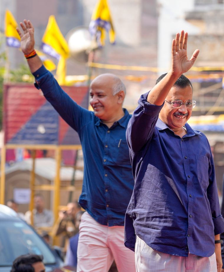 United front: Sisodia and Kejriwal campaigning for the Municipal Corporation of Delhi elections in 2022 | PTI