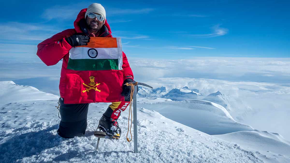 Crowning glory: Colonel Jamwal at Mount Denali, the highest peak in North America.