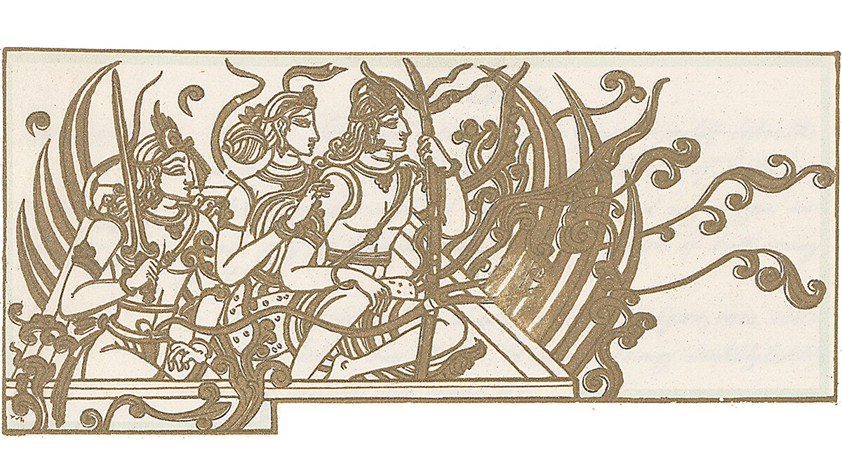 Divine inspiration: A scene from the Ramayan, depicting the victory of good over evil, in Part III of the Constitution that deals with fundamental rights.