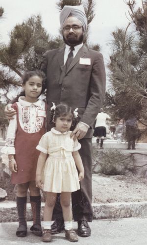 Daddy’s girls: Singh with daughters Kiki and Daman in New York, 1967.