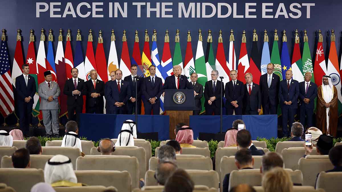 US President Donald Trump addresses the Sharm el-Sheikh peace conference attended by world leaders | Reuters