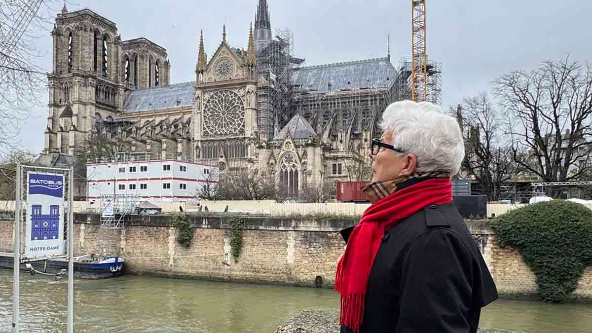 Enduring legacy: Ken Follett near the Notre Dame, Paris, on December 5, 2024, two days before the cathedral’s official reopening | X@KMFollett