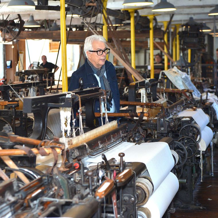 Spinning stories: Follett at Quarry Bank Mill in Cheshire, England, one of the best preserved textile mills of the Industrial Revolution. He visited the mill before writing The Armour of Light (2023), the fifth book in the Kingsbridge series | X@KMFollett