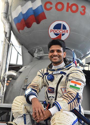Learning to launch: Shubhanshu during training in Russia.