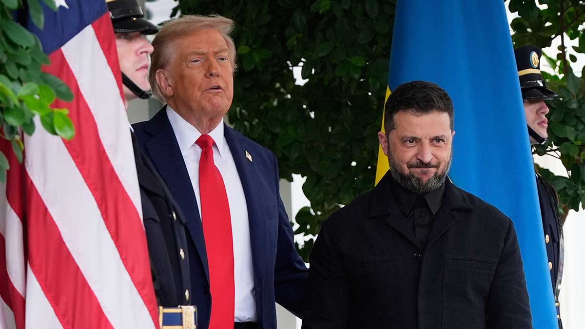 Politics in play: President Donald Trump greets Ukrainian President Volodymyr Zelensky at the White House on August 18, 2025 | AP