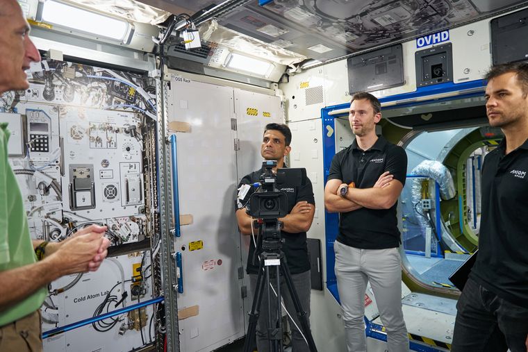 Ready to soar: Shubhanshu Shukla, Sławosz Uznański-Wiśniewski and Tibor Kapu listen to an instructor during a training session | AXIOM SPACE