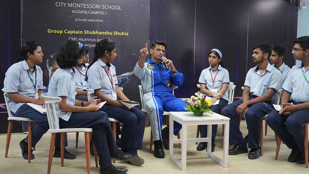 Lasting lessons: Shubhanshu Shukla during a school visit.
