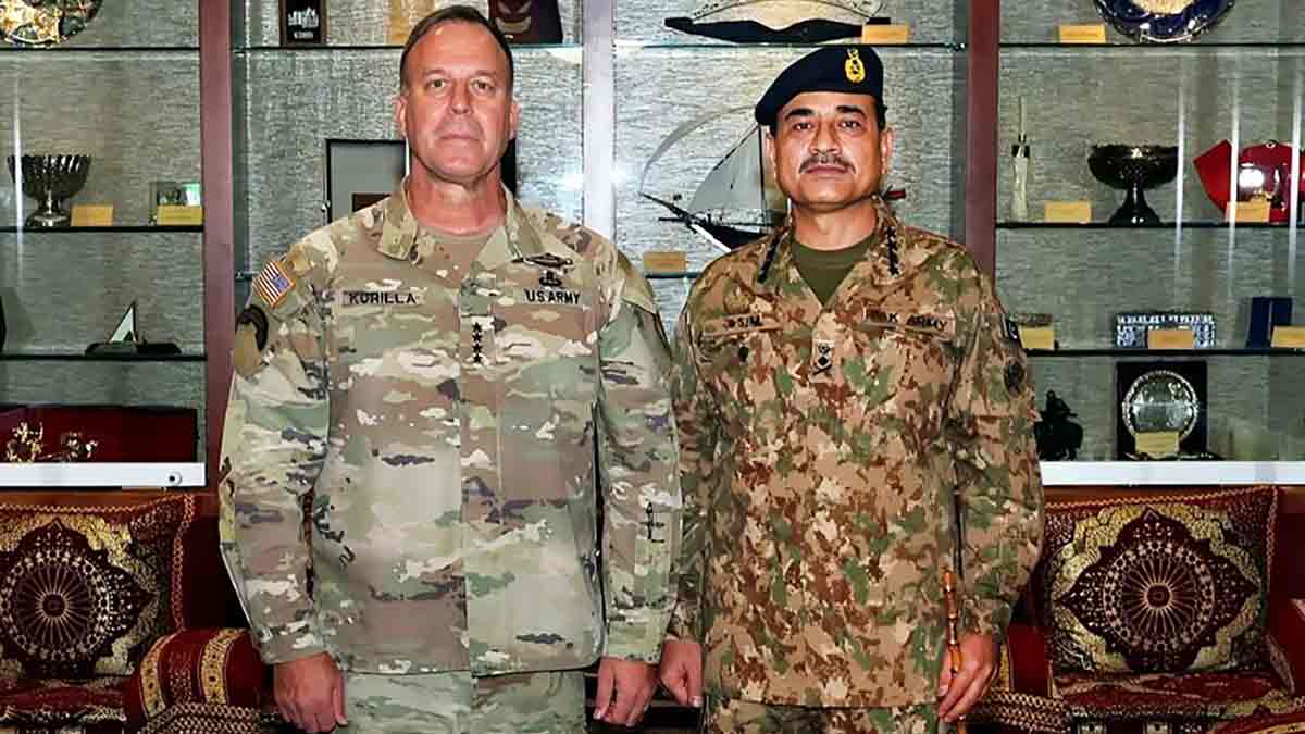 Ties that bind: Pakistani army chief Asim Munir with head of the United States Central Command (CENTCOM), Michael Kurilla (left), at the CENTCOM headquarters in Florida in December 2023 | Getty Images