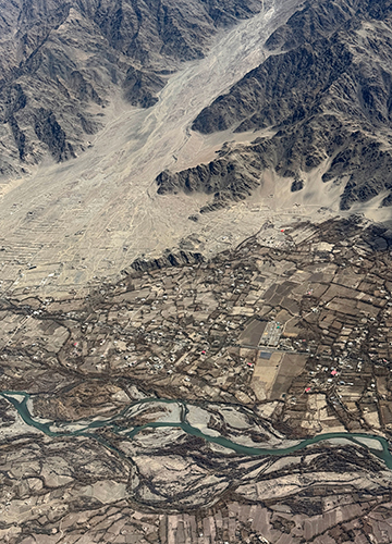 High on Himalayas: An aerial view of Ladakh’s snow mountains.