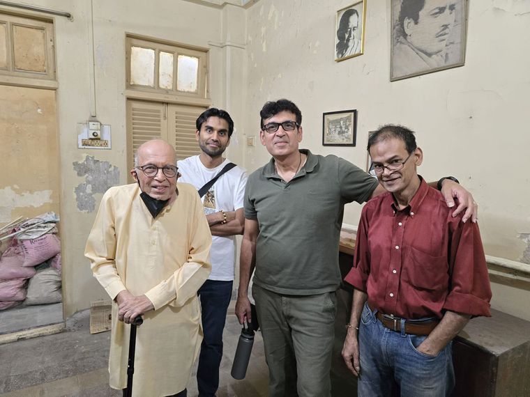 Memory keepers: (From left) Dutt’s brother Devi with grandson Akshay, son Sanjay and a friend at the Padukone flat in Vimal Villa in Mumbai.