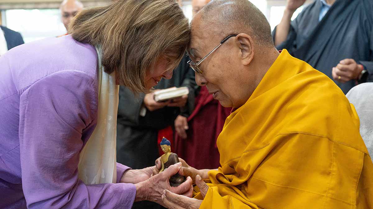 Meeting of the minds: The Dalai Lama exchanges greetings with Nancy Pelosi during their meeting in Dharamsala in June 2024 | Reuters