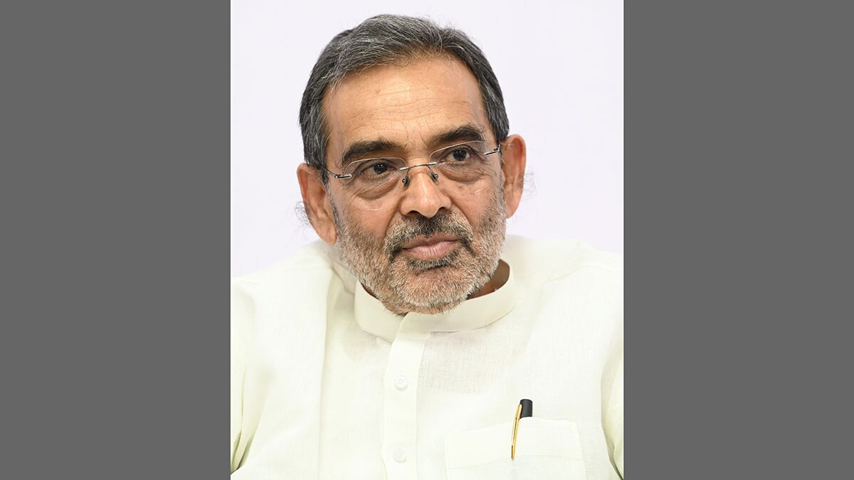 Upendra Kushwaha, MP (Rajya Sabha) and leader of Rashtriya Lok Samta party in Bihar. 19 July 2025. Photo by Salil Bera