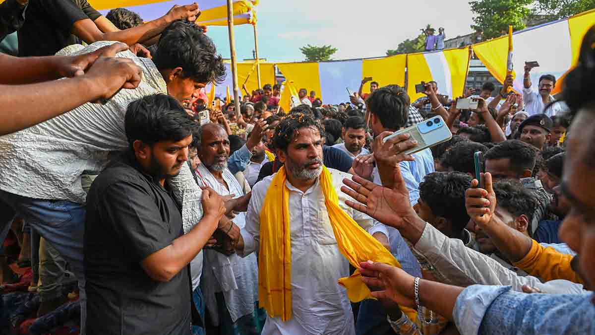 Prashant Kishor, founder and chief Jan Suraaj party, interacting with the people during Bihar badlao rally at Araria in Bihar. 14 July 2025. Photo by Salil Bera
